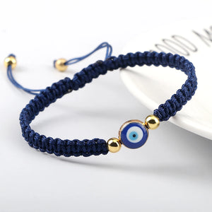 Bracelet Tresse Contre Mauvais Oeil Bleu bleu et or