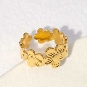 Bague Anneau Fleurs Dorées