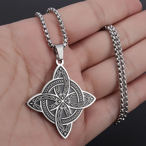 Collier Pendentif Wiccan Noeud de Sorcière de Protection argent