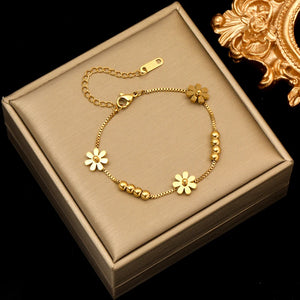 Bracelet Gourmette Fleurs de Marguerite