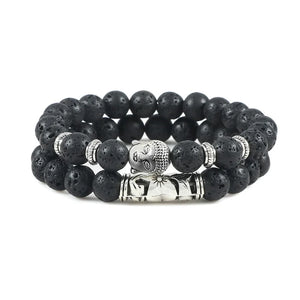 Bracelet Gourmette en Pierres Naturelles Bouddhiste noir