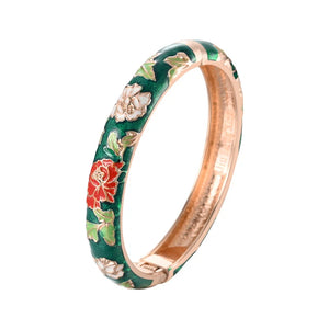 Bracelet Romantique Gourmette Fleurs vert