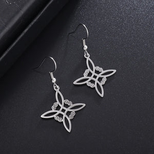 Boucles d'Oreilles Noeud de Sorcière Pendantes de Protection Femme Wiccan argent