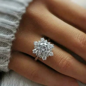 Bague Flocon de Neige Femme Hiver Argent Zircons