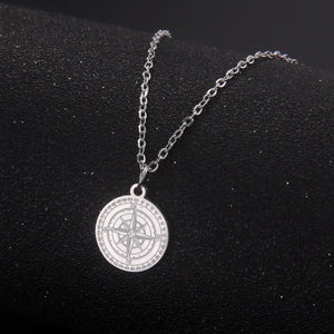 Collier Femme Pendentif Compas Boussole Rose des Vents Cardinal argent