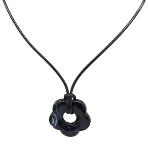 Collier avec Pendentif Fleur Style Romantique noir