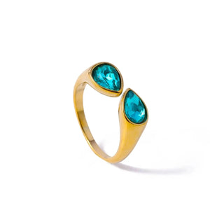 Bague Anneau Goutte d'Eau Perle Colorée bleu clair