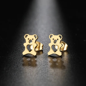 Boucles D'Oreilles Ours Mignonnes Or