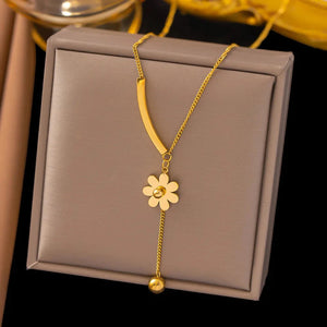 Collier Elégant Long Pendentif Fleur