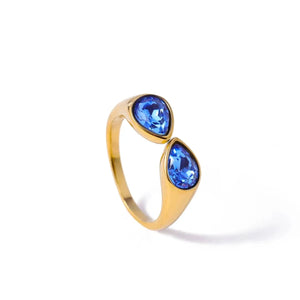 Bague Anneau Goutte d'Eau Perle Colorée bleu 