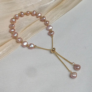 Bracelet Gourmette en Perles Roses