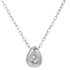 Collier Pendentif Goutte d'Eau avec Perle en Zircon argent