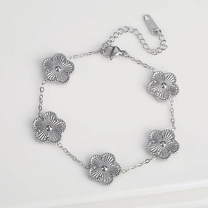 Bracelet Gourmette Fleurs à 5 Pétales argent