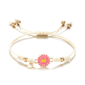 Bracelet Gourmette Fleur de Marguerite rose