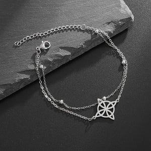 Bracelet Acier Noeud de Sorcière Femme Gourmette Protection Wiccan argent