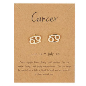 Boucles d'Oreilles Signe du Zodiaque 12 Constellations cancer