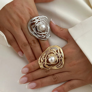 Bague de Style Baroque avec Perle or