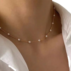 Collier Ras de Cou Femme avec Perles or