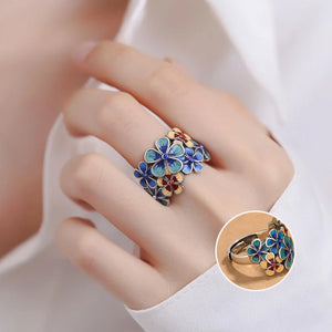 Bague Anneau Fleurs Colorées