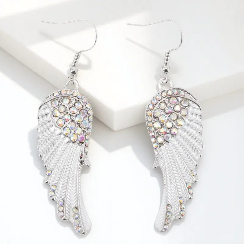 Boucles d'oreilles pendantes femme ailes d'ange 