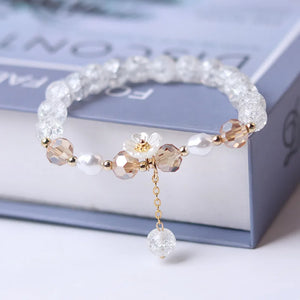 Bracelet Gourmette Fleur en Crystal blanc