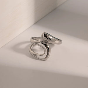 Bague Anneau Goutte d'Eau Creuse argent