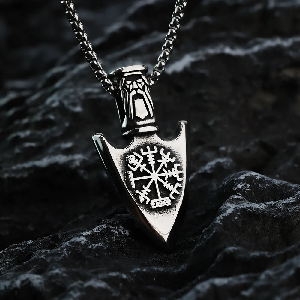Collier Viking avec Pendentif Flèche Vegvisir argent