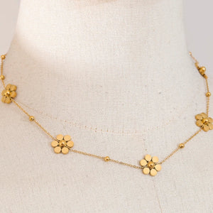 Collier Ras de Cou Pendentif avec Fleurs or