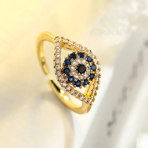 Bague Mauvais Oeil Bleu Turc Zircon or