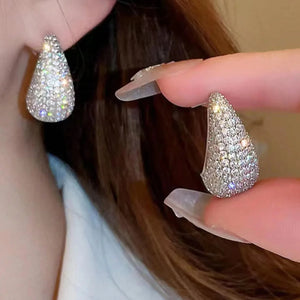 Elégantes Boucles d'Oreilles Clou Goutte d'Eau argent