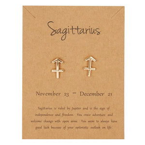 Boucles d'Oreilles Signe du Zodiaque 12 Constellations sagittaire