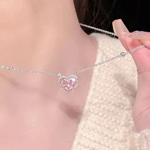 Collier Cœur Brillant pour Femme en Argent Véritable