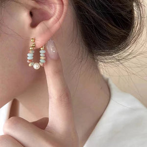 Boucles d'Oreilles Clou Avec Perle et Pierres