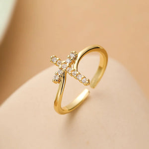 Bague Croix & Pierre Zircon Femme or