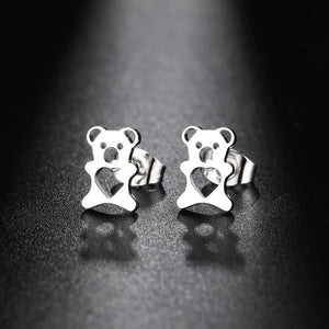 Boucles D'Oreilles Ours Mignonnes Argent