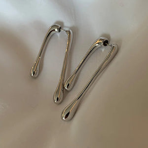 Boucles d'Oreilles Clou Fine Goutte d'Eau argent