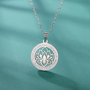 Collier Pendentif Zen Femme Fleur de Lotus argent