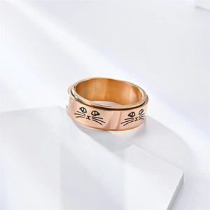 Bague Anneau avec Chats Anti-Stress Tournant or rose