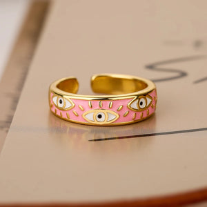 Bague Contre Mauvais Oeil Bleu Turc Anneau rose