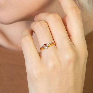 Silver &amp; Gold Birthstone Ring