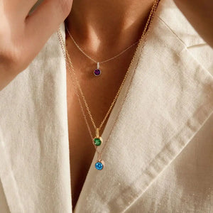 Gold &amp; Silver Birthstone Pendant Necklace