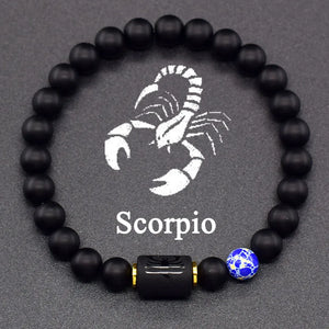 Bracelet Noir Signe du Zodiaque Astro Noir 12 Constellations scorpion