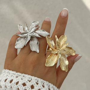 Bague Anneau Grande Fleur or