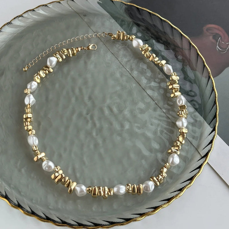 Collier Ras de Cou Perles pour Femme or