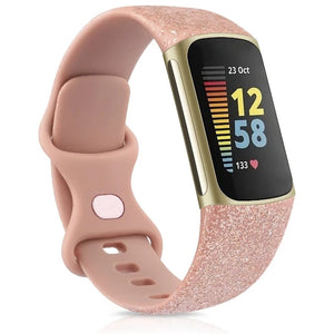 Bracelet Montre Fitbit Charge 5 or rose brillant