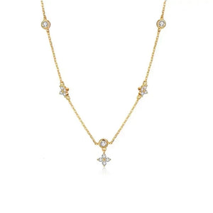 Collier Ras de Cou Pendentif Fleur en Zircon or