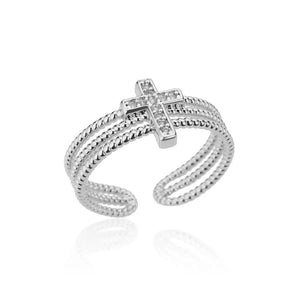 Bague Triple Croix Chrétienne Femme argent