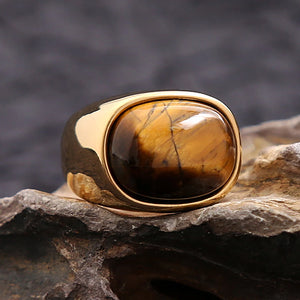 Bague Pierre Oeil de Tigre Homme Femme or