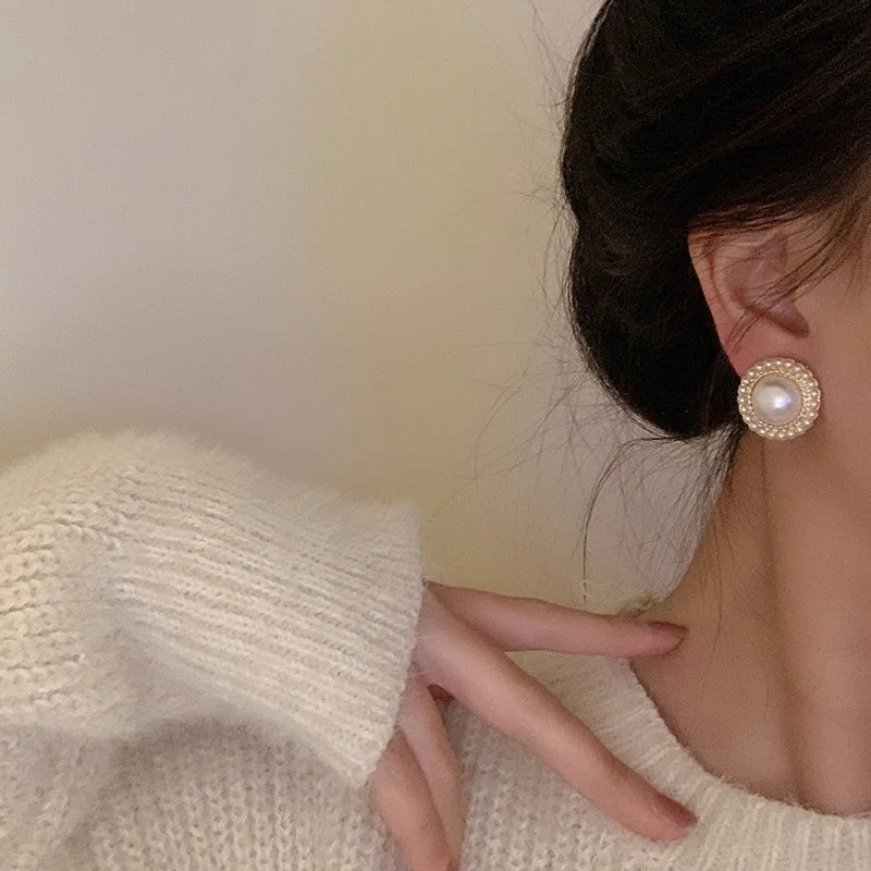 Boucles d'Oreilles Clou Vintage avec Perle
