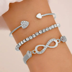 Bracelet Cœur Infini Argent et Or (Lot de 3 Bracelets) argent